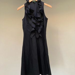 Ralph Lauren | Black Cotton Dress with Ruffle Detail